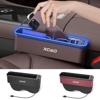 Gm המושב תיבת אחסון עם אווירה אור על וולוו XC60 המושב ניקוי ארגונית למושב USB לטעינה אביזרי רכב