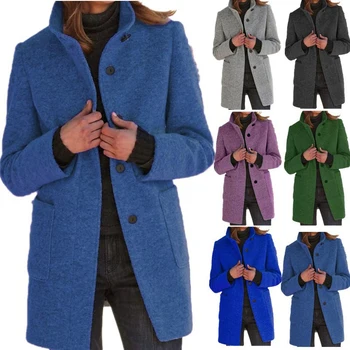 סתיו חורף מעיל נשים של מעילי על מבצעים מוצק צבע מזדמנים Oversize צמר מעילים סלים גברת משלוח חינם הלבשה עליונה