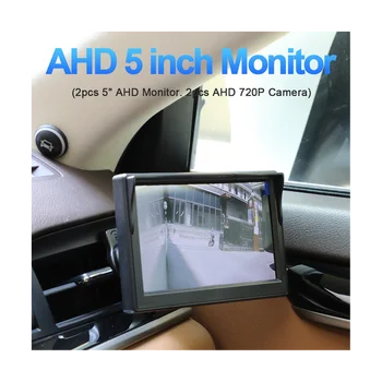 המכונית יום א 5 אינץ דיגיטלי לצד תצוגה צג המראה את המערכת עם 2 720P HD ראיית לילה להציג צד מצלמות שחור+לבן