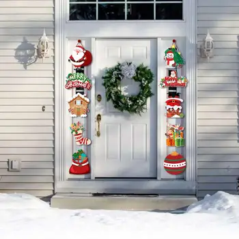 חג תלוי דלת חגיגי קישוט חג המולד הדלת Couplet קישוטים סנטה קלאוס, איילי גרב שלג קופסא מתנת חג