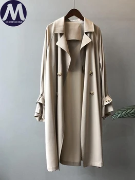מעילים לנשים 2023 אביב סתיו חדש ארוך שרוול אמצע אורך התעלה קוריאני אופנה פנאי מעל הברך בגדי נשים
