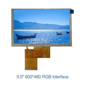 5 אינץ TFT LCD IPS מסכי תצוגה מודול RGB ממשק HD ברזולוציה 800x480 מסך LCD 50 Pin 800:1 ניגודיות