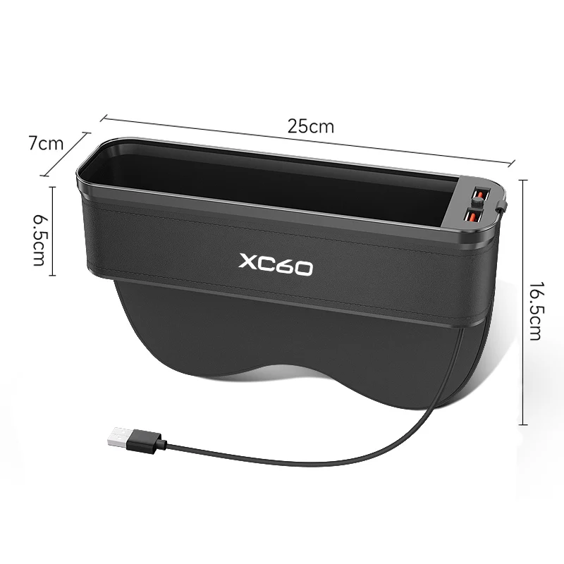 Gm המושב תיבת אחסון עם אווירה אור על וולוו XC60 המושב ניקוי ארגונית למושב USB לטעינה אביזרי רכב5